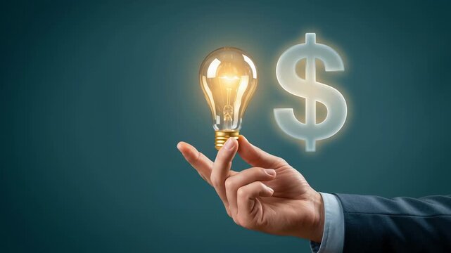 Smart digital concept hand holding glowing light bulb with dollar sign symbolizing financial planning money habit passive income business productivity growth success