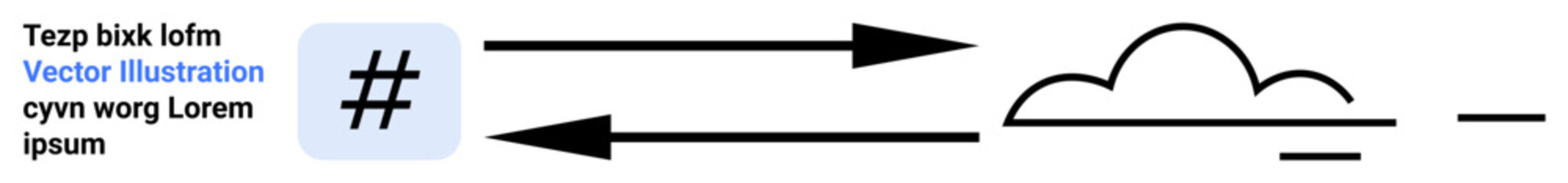 Obraz premium metadata tag symbol connected via arrows to a cloud, visualizing data movement and connectivity. Ideal for technology, innovation, communication, data sharing, cloud computing, networking, simple