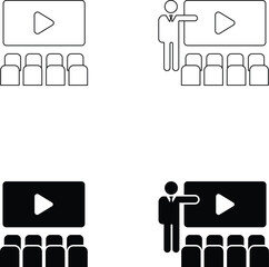 Online Presentation and E-Learning Icons Set