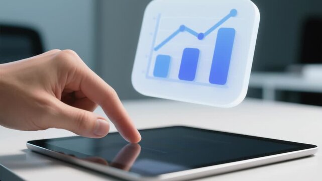 Digital financial planning tablet, smart money habits for passive income and business growth increasing productivity with data visualization and user interaction strategies and tools