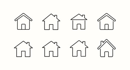 Simple House Icons Set, Home Symbols Collection