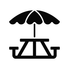 Picnic table with umbrella for outdoor dining and relaxation © MST MOMATAJ