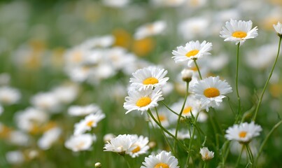 a field of fresh daisies in summer
