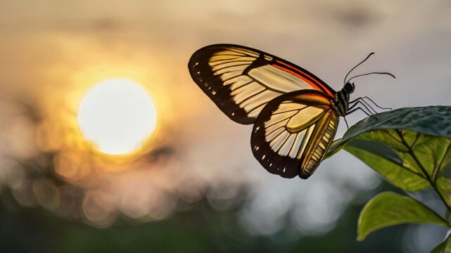  a glasswing Butterfly flutters slowly ai