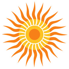 Naklejka premium A bright orange and yellow sun with rays