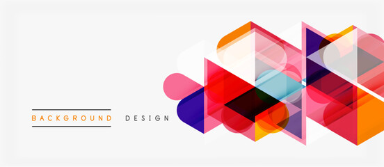 Abstract geometric shapes overlap, creating vibrant colorful design. Background features text background, design. Modern aesthetic.