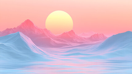 Dreamscape Sunset over pastel mountains