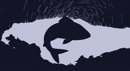 Shark Swimming Through Water Tornado at Night © Kashif