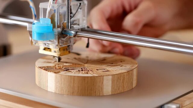 Medium shot of a 3D printer building intricate parts for a malfunctioning clock emphasizing the integration of technology and craftsmanship in timepiece repair.