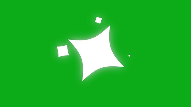 Twinkling stars and glowing sparkle trail in 4k, white blinking cartoon lights animation on green screen, retro vector starlight effect for magical sky overlays, motion graphics, and festive edits