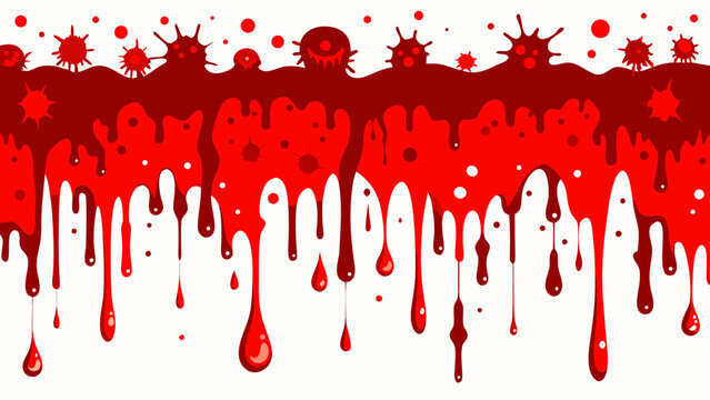 Halloween Blood Seamless Border with Dripping Red Liquid for Spooky Designs