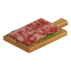 Raw Sausages on Wooden Board
