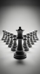 Strategic Leadership Concept with Chess Pieces Emphasizing Teamwork and Management Skills