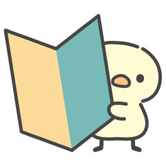 初心者マークからひょっこり顔を覗かせるひよこの手書きイラスト © Nitomaru