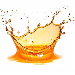 Amber liquid splashes upwards in a crown-like burst