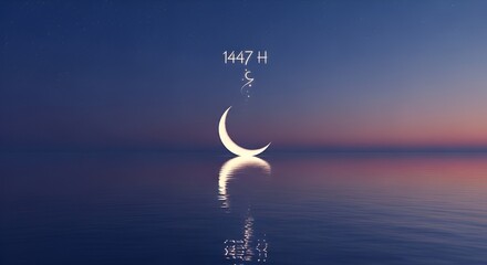 moon over water, night sky, crescent moon reflection, calm ocean, stars