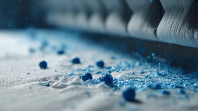 Medium shot capturing antibacterial textile coatings in action emphasizing fabric resisting bacterial growth in a clean hygienic environment.