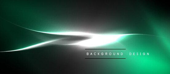 Fototapeta premium Dark green abstract background. Bright light streak creates dynamic flow. Minimalist text reads background design. Modern aesthetic.