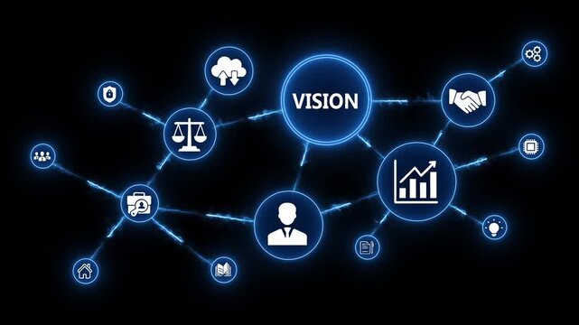 Business vision and strategy concept with representing various aspects of company planning and management