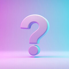 3D Pastel Gradient Question Mark Icon on Soft Background