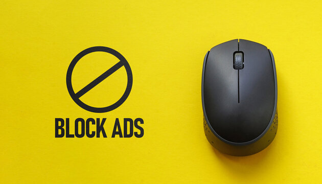 Block Ads Concept, Online Advertising Control, Ad Blocking Technology for Privacy Protection, User Experience Improvement and Digital Security