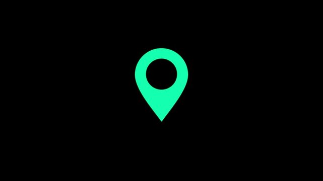 Bright Teal Location Pin Icon on Black Background map marker