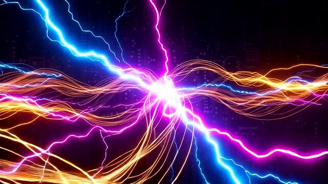 Vibrant Lightning Bolts in Electric Storm.