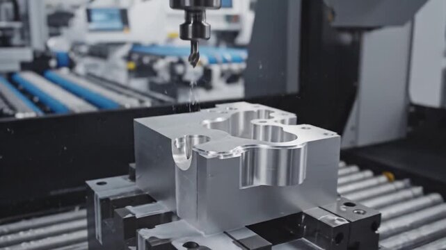 Automated CNC machine precisely cutting l with bright sparks