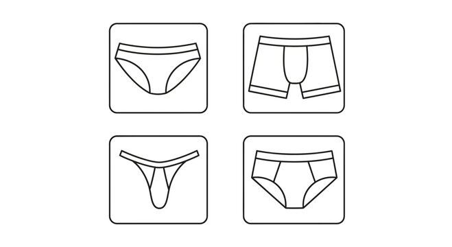 Set of Men's Underwear Icons: Briefs, Boxer Briefs, Thong, and Jockstrap
