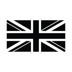 A stark black and white graphic representation of the union jack flag