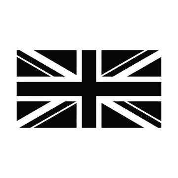 A stark black and white graphic representation of the union jack flag