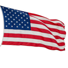 Fototapeta premium The american flag waving proudly in the wind on a clear day.