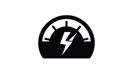 Fototapeta premium Black and white icon depicting a gauge with a lightning bolt inside