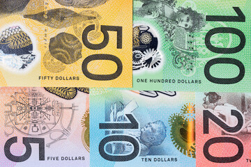 Closeup of Australian Dollar a business background
