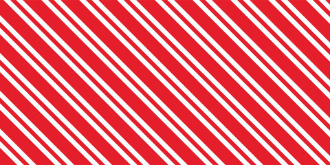 Red stripes on white background. Diagonal lines pattern. Striped diagonal pattern background Christmas or winter theme Geometric pattern. Simple repeat ornament. Vector illustration.