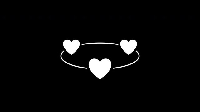 Swirling circle with heart and star motion graphic on transparent background. Expressing feeling effect animated with alpha channel. Dizziness, confusing, falling in love.