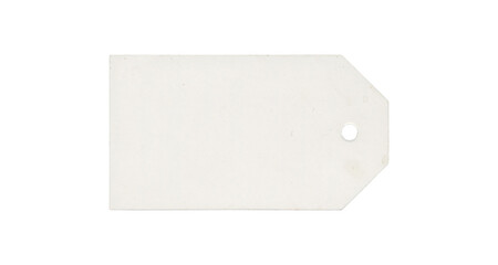 White blank hang tag with hole on white background