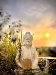 buddha statue on the sunset