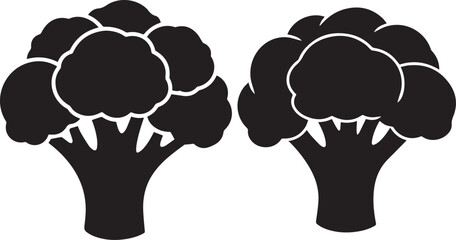Fresh black silhouette of two cauliflower heads