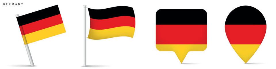 Obraz premium Germany map silhouette with horizontal national flag colors