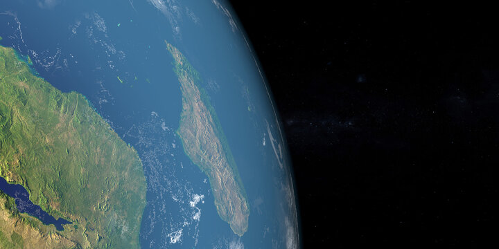 Madagascar Island, Africa. Aerial view from space. 3d render