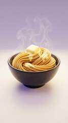 Hot Steaming Spaghetti Pasta With Melting Butter In A Bowl