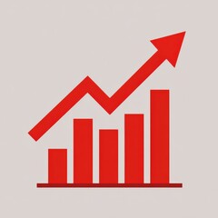 Red arrow and bar chart showing economic growth and success