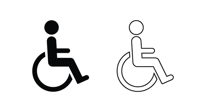 Wheelchair icon set. Handicapped, accessible, impairment, mobility, handicap. Disabled symbol on white background - stock vector. 
