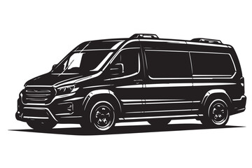 Delivery Van Silhouette Side View Commercial Service Vehicle
