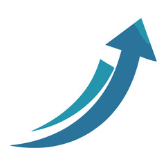 A blue arrow pointing upwards on a white background