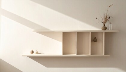 Fototapeta premium Long Floating Shelf with Divided Sections