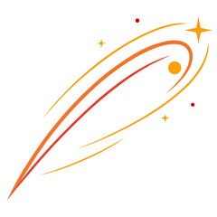 A vibrant orange comet streaks across the night sky with stars © Nikil