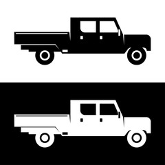 Fototapeta premium black and white pick up truck simple design art