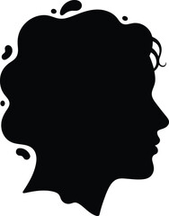 Elegant Female Silhouette Profile Vector, Black Woman Head Outline Isolated on White Background © Taslima